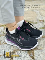 کتونی و کفش اسپرت اسیکس ژل کینسی مکس (Asics GEL-KINSEI MAX) مشکی بنفش زنانه و دخترانه